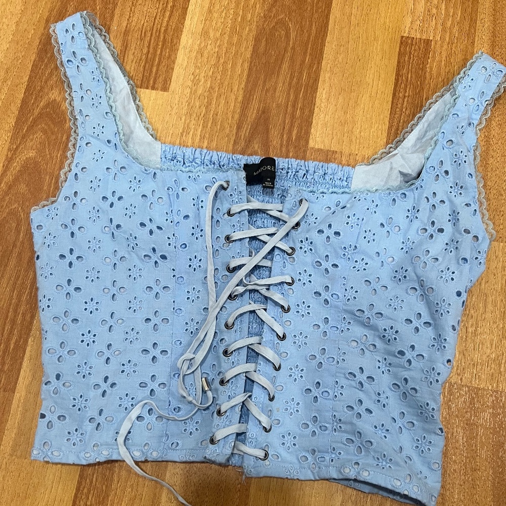 MAJORELLE Kent top in blue bird